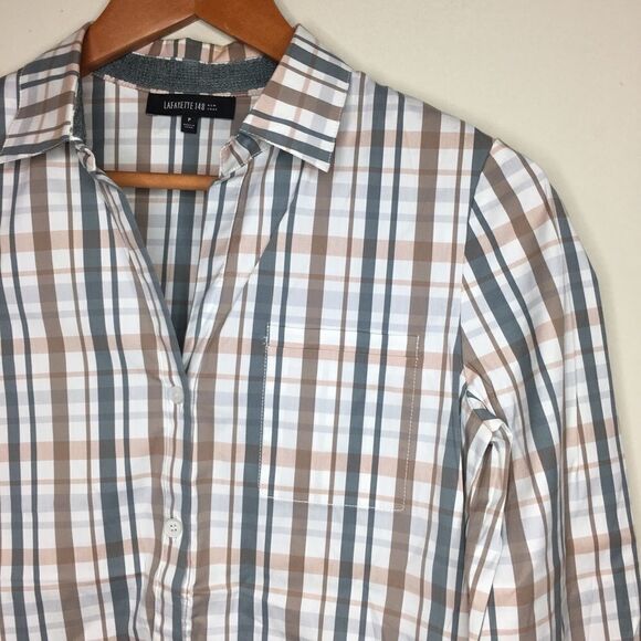 Lafayette 148 Sz S Plaid Button Up Shirt - Picture 1 of 6